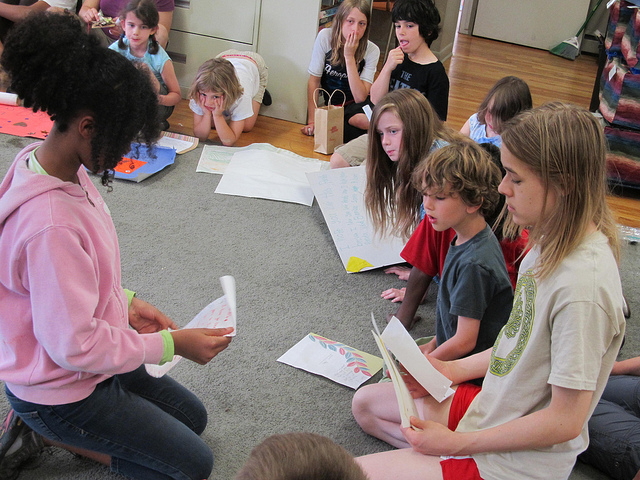 Children making and giving gifts